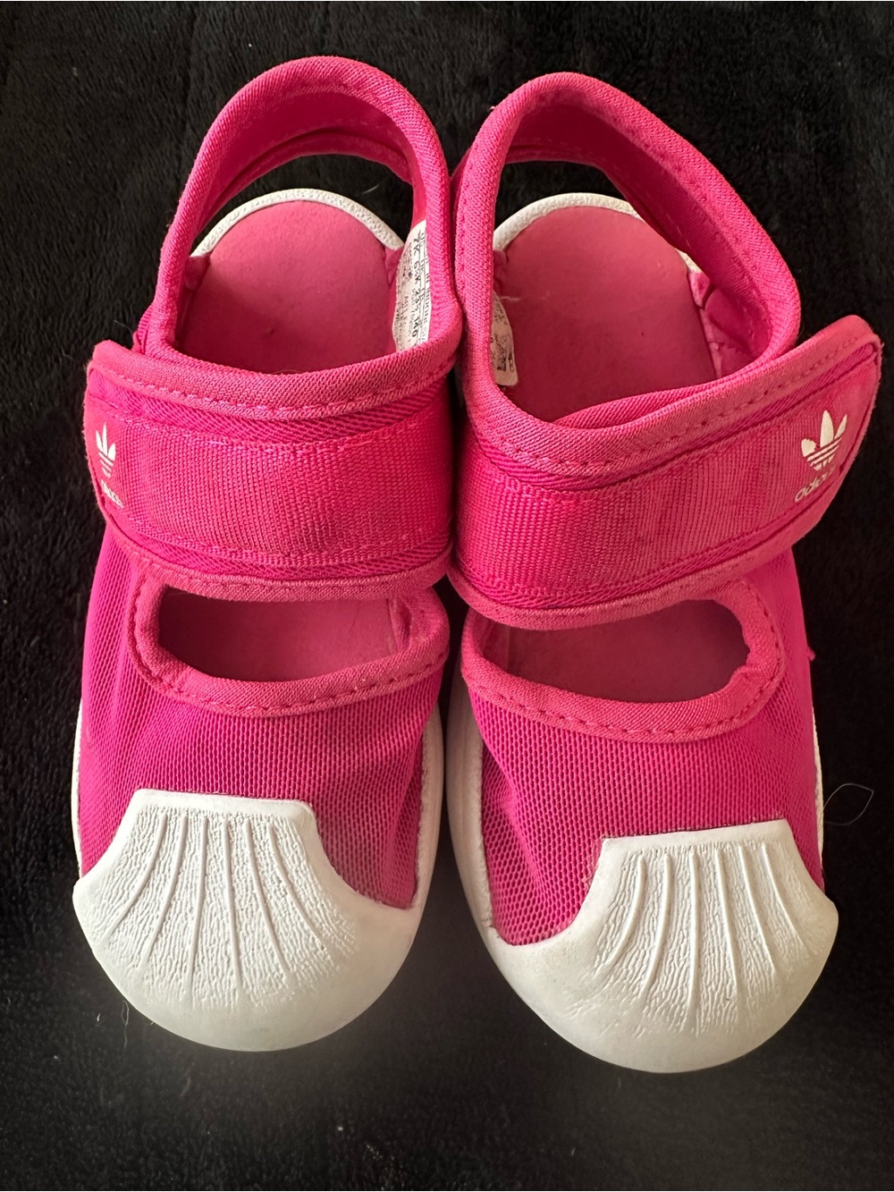 Adidas Kids Hot Pink Mary Jane Sneaker Sandals White Toe Caps Preowned size 7